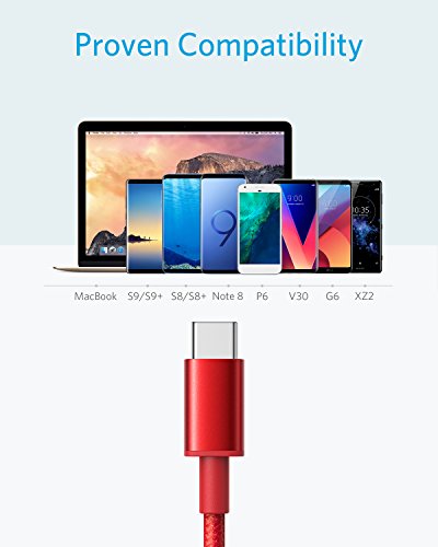 Usb Type C Cable, Anker [2-Pack 6 Foot] Premium Nylon Usb-C To Usb-A Fast Charging Type C Cable, For Samsung Galaxy S10 / S9 / S8 / Note 8, Lg V20 / G5 / G6 And More(Red) #TOP1