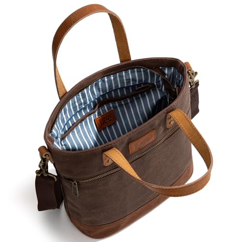 Image of Montana West x Lee Waxed Canvas Tote Bag for Women Vintage Crossbody Bag for Work with Leather Handle