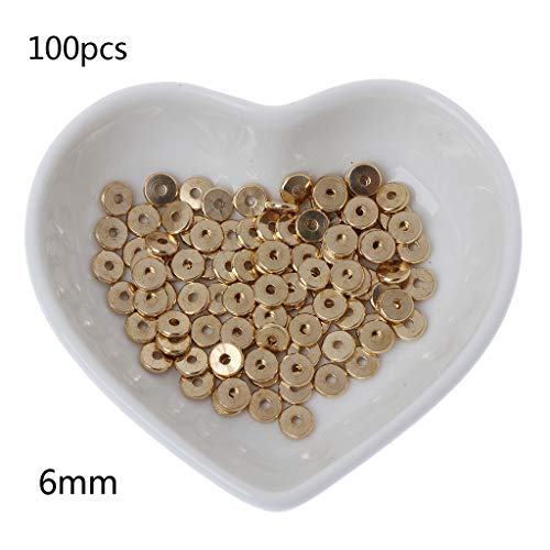 FXCO Lot de 100 perles rondes plates en métal pour bijoux