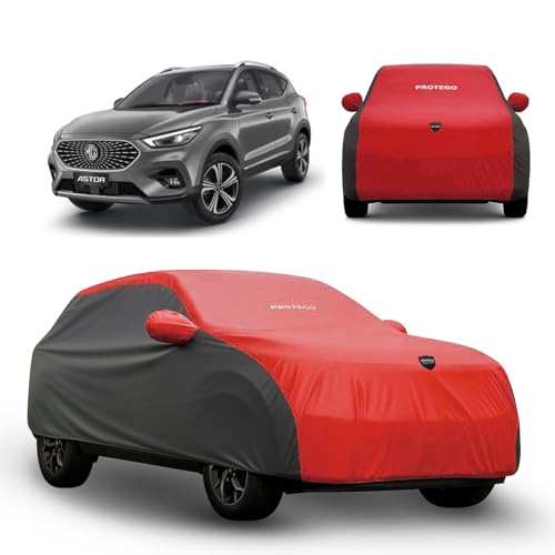 Image of PROTEGO Prime Series India's 1st Anti-Tear Car Cover for MG Astor | Heavy Duty, Custom Fit, All Weather Protection | 100% Waterproof, Windproof & Hail Resistant | 2 Year Warranty | Red + Black