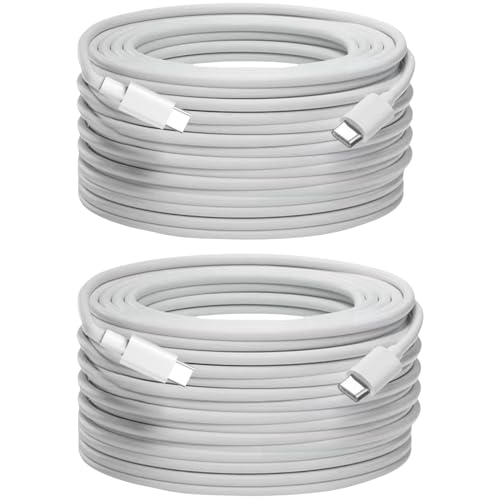 Cable USB C de 15 pies, cable USB C a USB C de 60 W, carga rápida, paquete de 2, cable tipo C extralargo compatible con MacBook/iPad/iPhone 17/16/15 Serie/Samsung Galaxy S24/Switch/Lenovo/Dell/HP