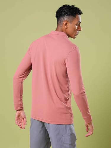 Image of TECHNOSPORT Mens Slim Fit Polyester Active Wear Collar Polo T-Shirt with Long Sleeves for Workout, Sports