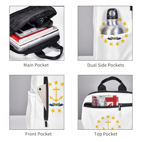 Sac à dos imprimé Rhode Island bicolore noir et blanc léger - 5