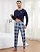 Litherday Schlafanzug Herren Lang Pyjama Baumwolle Winter Kariert Zweiteiliger Langarm T-Shirt Pyjamahose Nachtwäsche für Männer