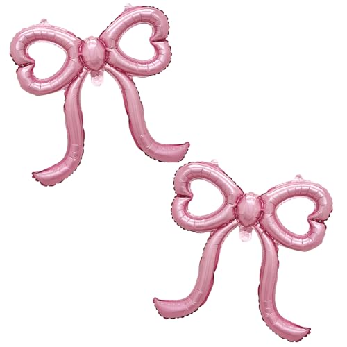 Elaliyi Bow Balloons Pink 2 Pcs 21 inch Bow Balloons for Wedding, Baby Shower, Party Gift Kids Theme Decoration