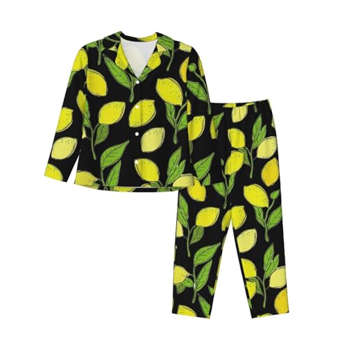 Pyjama boutonné à manches longues avec poches ensemble de salon jaune