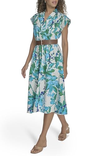 Calvin Klein Women's Cotton Belt Short Sleeve Midi Dress2