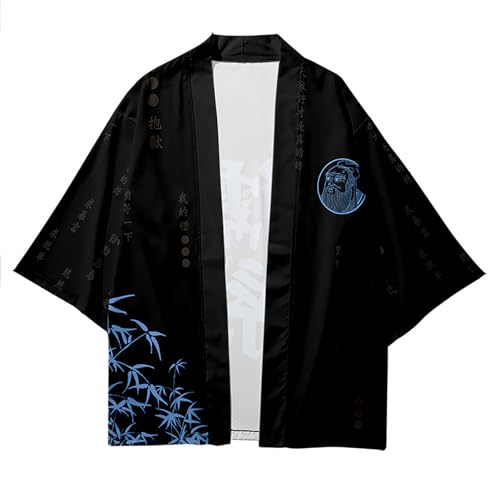 Image of Women's and Men Cardigan Jackets Lightweight Japanese Kimono Long Sleeves Open Front Coat