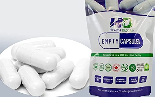 1000 Empty Vegetarian Capsules Size 00 White. Opaque. Hypoallergenic. Non GMO. Kosher. Halal. Manufactured in North America.