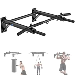 Wall Mounted Pull Up Bar, Thicken Steel Max Load 300 lbs,Punch Bag and TRX Training Hook for Home Gym Upper Body Workout Chin up Bar for Garage
