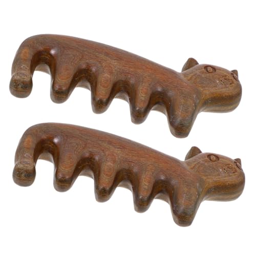 WOFASHPURET 2Pcs Cat Shaped Wooden Massage Comb Mini Scalp Massager for Travel Reduces Static Comfortable Hair Care Tool for Home and Office Use Adorable Design for Quick Touch Ups