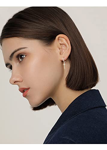 Vintage Cross Sword Dangle Small Hoop Earrings for Women Girls 925 Sterling Silver Dagger Drop Dangling Personalized Huggie Hoops Fashion Party Halloween Christmas Jewelry2