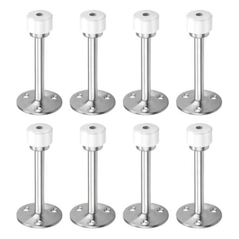 Tauno 8 Pack Solid Rigid Door Stoppers with Soft Rubber Tip，Heavy Duty Durable Door Stops Sound Dampening Wall Protector，Stainless Steel Cover