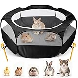 MAIKEHIGH Laufstall für Kleintiere, Pop-up-Hamsterlaufstall mit Abdeckung, faltbares offenes Käfigzelt, Übungszaun für Meerschweinchen, Kaninchen, Chinchillas, Igel (schwarz)