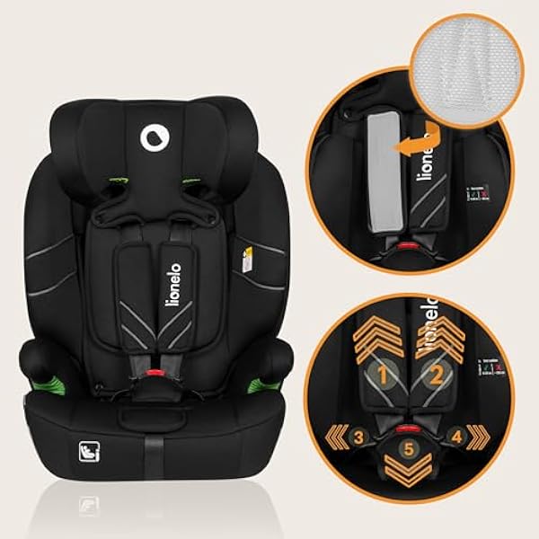 Детское автокресло LIONELO LEVI ONE I-SIZE 76-150 см группа 1 2 3 боковая защита 10 градусов регулировки подголовника Удобные подлокотники Съемная спинка R129 i-Size