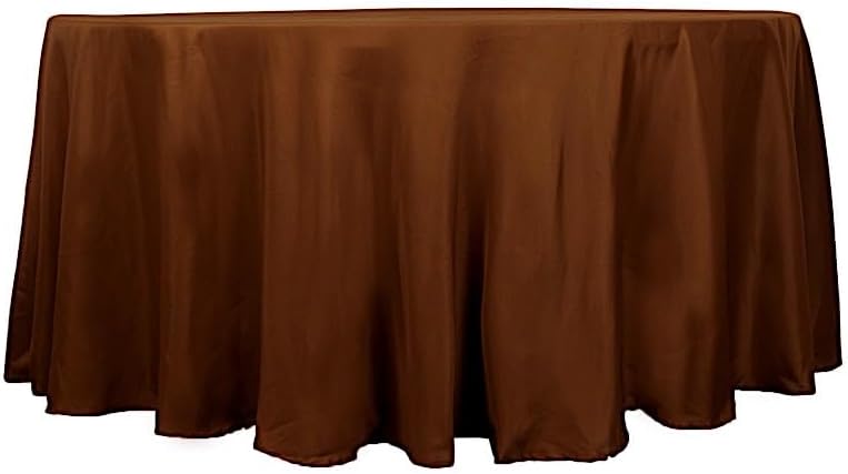 Balsa Circle 120 inch Cinnamon Brown Round Washable Polyester Easy-Care Tablecloth for Indoor and Outdoor Bridal Shower Wedding Table Buffet Table