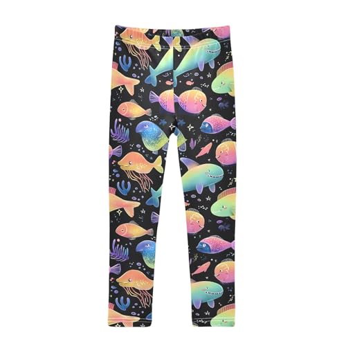 Cute Glowing Fish Girls Leggings Athletic Pants Tights Stretch Bottom