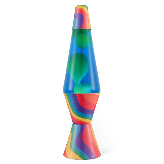 Image of Lava The Original Lamp - 14.5 inch Warped Rainbow - Classic Liquid Motion Lamp - Yellow Wax and Blue Liquid - Item #2713 (Amazon Exclusive)