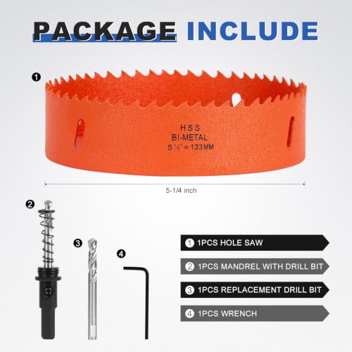 Image of 5-1 /4 Inch Hole Saw 5.25 inch Circle Drill Bit Wood Metal Drywall Plastic Pipe