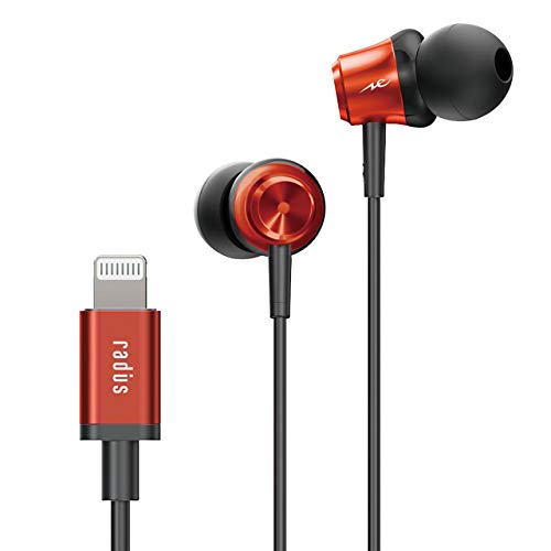 ラディウス radius HP-NEL11 iPhone用イヤホン : Lightning接続 ライトニング アイフォン リモコン マイク付き カナル型 イヤホン HP-NEL11R (レッド)