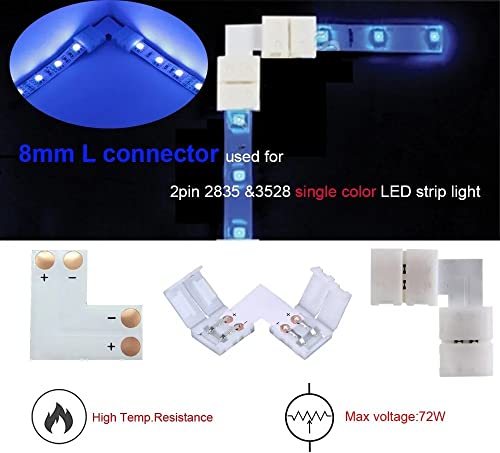 GTIWUNG 3528 2835 2 Pin 8mm Led Strip Light Connector Kit,10 x Jumper Connector, 10 x LED Strip Connector Pigtail - Image 3