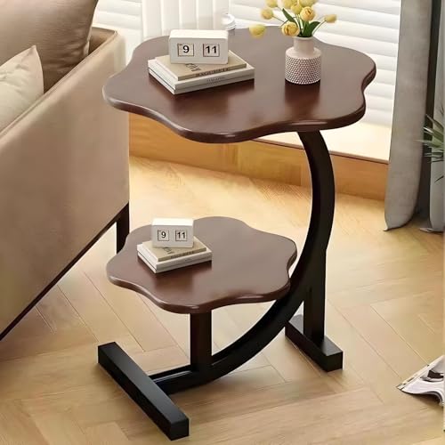 Mesa de café de 2 niveles con estructura de metal resistente y doble estante 2