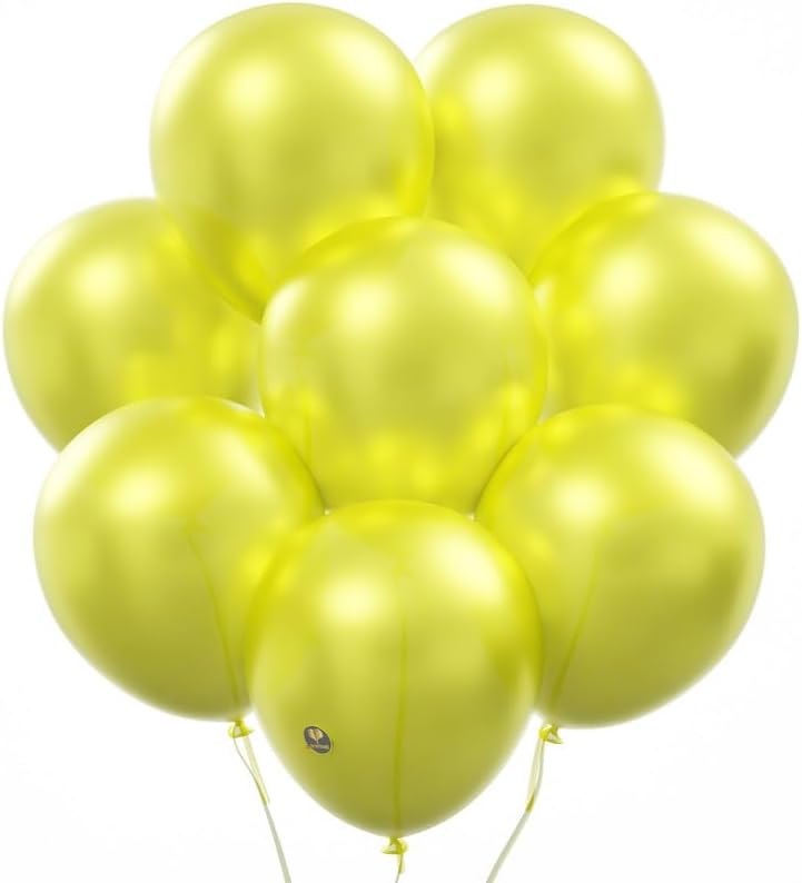 AFTERLOON - Mini globos biodegradables, 50 unidades, color amarillo perlado de 5 pulgadas, flotador de látex extra fuerte de látex perlado, para
