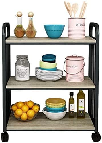 INDIDECOR 45748 Wine Trolley Rolling Bar Cart Kitchen Cart Shelf Rack Floor Cart Removable Microwave Oven Storage Cart for Kitchen Bathroom Serving Cart