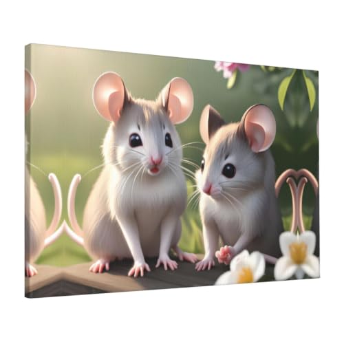 Toile murale encadrée moderne haut de gamme motif souris amoureuse
