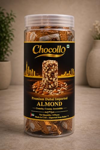 Chocollo Premium Dubai Almond Chocolate | Imported Badam Cream Filled Crunchy Wafer Dessert | Luxury Gift Box | 3-Layer Creamy Filling & Dry Fruit Loa