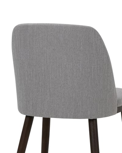 Image of Upholstered Dining Chairs Set of 6 - Modern Dining Room Chairs, Mid-Back Restaurant Kitchen Chairs with Wooden Legs, Light Grey