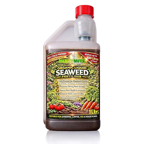 Multi-Mite Liquid Seaweed Organic Cold Pressed Concentrate - 100% Natural - Plant Feed Fertiliser Trees Lawn Veg & House Plants Root or Foliar Feed (1 LITRE)