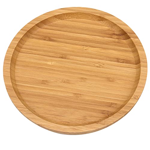 Mahiong 4 Pack 8 Inch Bamboo Plant Saucer, Round Bamboo Serving Tray, Wood Plant Drip Trays For Pots Indoor Outdoor Succulent Flower #TOP3