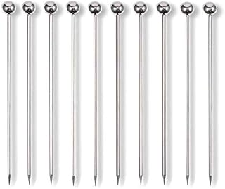 Cocktail Pick, 10pcs Cocktail Sticks Metal, Stainless Steel Fruits Sticks Wine Mixing Sticks, 4.3" by ICEBLUEOR