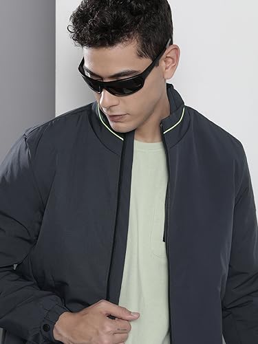 Image of The Indian Garage Co Men Slim Fit Solid Puffer Jackets