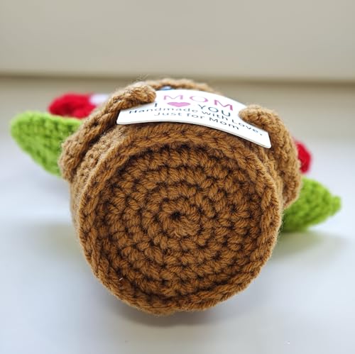 COLTUPWZ Handmade Crochet Red Flowers Birthday Gift for Mom — view 4