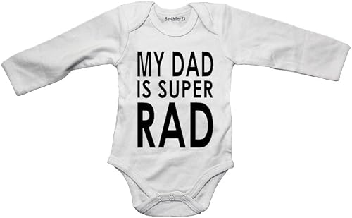 My Dad is Super Rad - Baby Grow 12-18 months White Long Sleeve