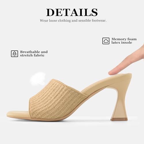 Image of Women's Mule Heels Chunky Kitten Heeled Sandals Mesh Slip On Square Toe Comfortable Casual Dress Pumps Shoes