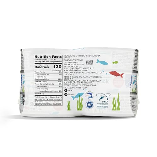 365 by Whole Foods Market, Skipjack Tuna in Water No Salt Added, 30 Ounce, 12 Pack - image 2