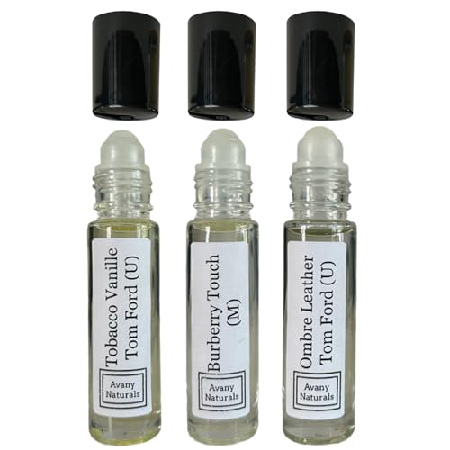 Avany Naturals Fragrance Sample Set For Men - Mens Roll On Body Oil, Long Lasting Cologne Inspired For Man, Portable Travel Size Bottle, Type Replicant Fragrances, Perfume Sampler Gift (Smoky Set)