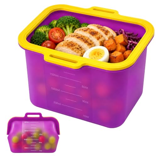 JOCXSPI 68 oz Magnetic Fast Seal Reusable Silicone Food Storage Bag