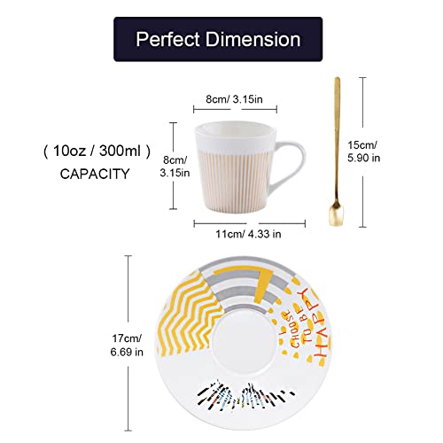 Hansyelect Coffee Cup And Saucer Set 10Oz Mirror Cup Creative Art Mirage Inverted Image Cup Luxury Porcelain Teacup Saucer For Coffee Milks Cappuccino Espresso Tea Cute Pretty Gifts (Dynamic) #TOP5