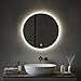 MYGIIVOVO Rund Badezimmer Wandspiegel, Badspiegel Mit Beleuchtung, 60cm Spiegel mit LED Licht, Touch Schalter und 3 Farben Dimmbar