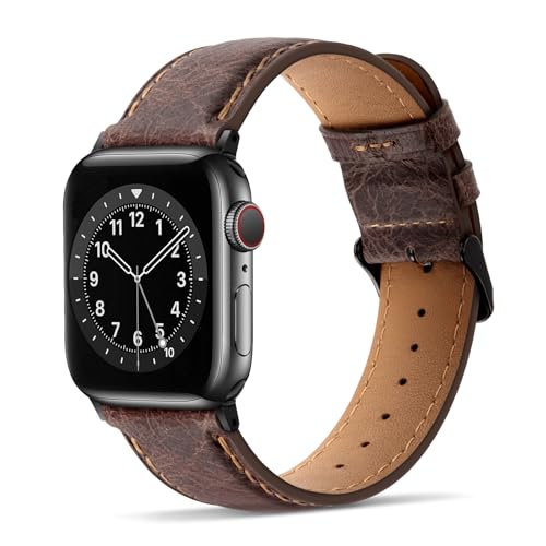 Ya en manzanajugosa.com: Tasikar Correas para Apple Watch 49mm 46mm 45mm 44mm 42mm Diseño de Cuero Genuino Correa de Repuesto Compatible con iWatch Ultra 3 2 1 SE Series 11 10 9 8 7 6 5 4 3, Marron Oscuro