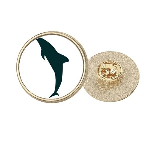 Broche dauphin ronde en métal doré M : le cadeau idéal et symbolique pour les passionnés d'océan
