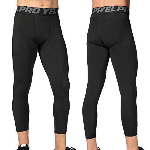 Andoer Calças de ioga de cintura alta para homens com 3 pacotes. Calças esportivas de secagem rápida