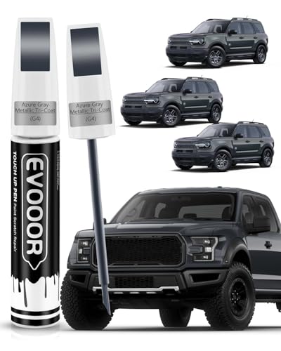 EVOOOR Touch Up Paint for Ford – Exact Match 2 in 1 Paint Pen for Chips and Nicks Repair (Azure Gray Metallic Tri-Coat(G4))