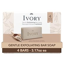 Ivory Exfoliating Bath Bar Soap, Designed for Whole Family with Plant-Based Cleansers, Made Without Heavy Perfumes, Parabens or Phthalates, Warm Vanilla + Oat Milk Scent, 3.17 oz 4 Count