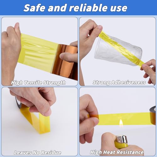 Image of 2 Rolls 75mm x 50m (164ft) Sublimation Tape Heat Transfer Tape, Heat Resistant Tape Sublimation Bulk, Brown Heat Transfer Tape for Sublimation Press Electronic Soldering Insulation, No Residue
