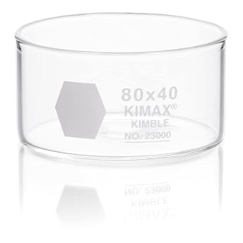 Kimble 23000-8040 Glass 170mL Crystallizing Dish, 80mm Diameter x 40mm Height Case of 24